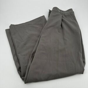 Oak + Fort Grey Pleated Wide Leg Trousers High Waisted Dress Pants Size 14